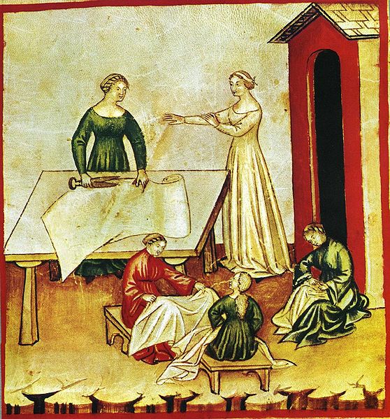 558px-Linen_clothing_being_made_from_flax_(14th_century).jpg